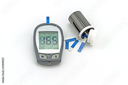 blood glucose meter test kit, the blood sugar value is measured on white