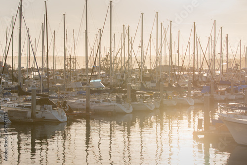 Sunrise and Yachts in the Pier photo