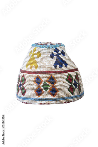 Antique beads hat on white background