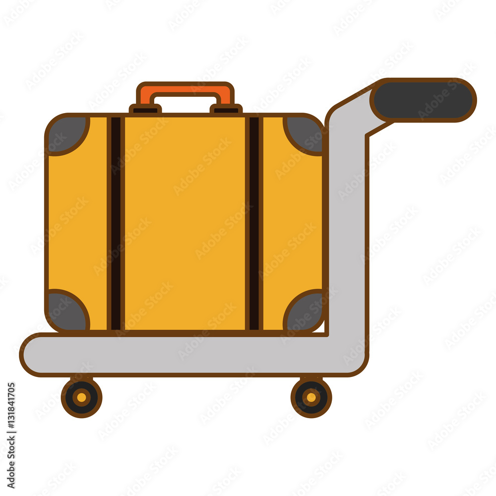 hand cart with luggage, icon over white background. colorful design. vector illustration 