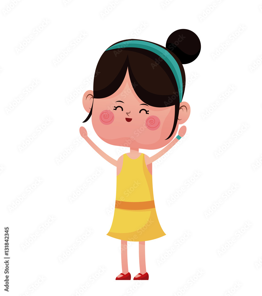 cheerful girl hands up lovely vector illustration eps 10