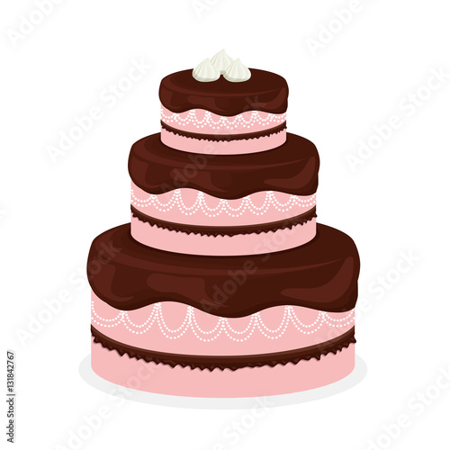 sweet cake icon over white background. colorful design. vector illustration © djvstock