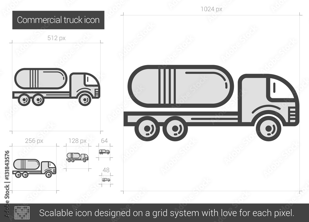Commercial truck line icon.