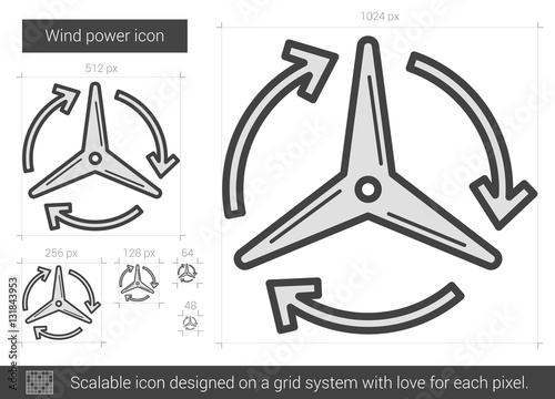 Wind power line icon.