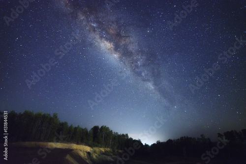 A beautiful view of the Milky Way in Kudat, Sabah Borneo. Long exposure photograph with grain. Image contain certain grain or noise and soft focus.