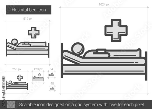 Hospital bed line icon.