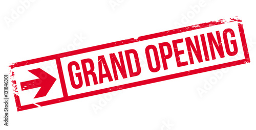 Grand opening stamp. Grunge design with dust scratches. Effects can be easily removed for a clean, crisp look. Color is easily changed.