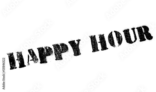 Happy hour stamp. Grunge design with dust scratches. Effects can be easily removed for a clean, crisp look. Color is easily changed.