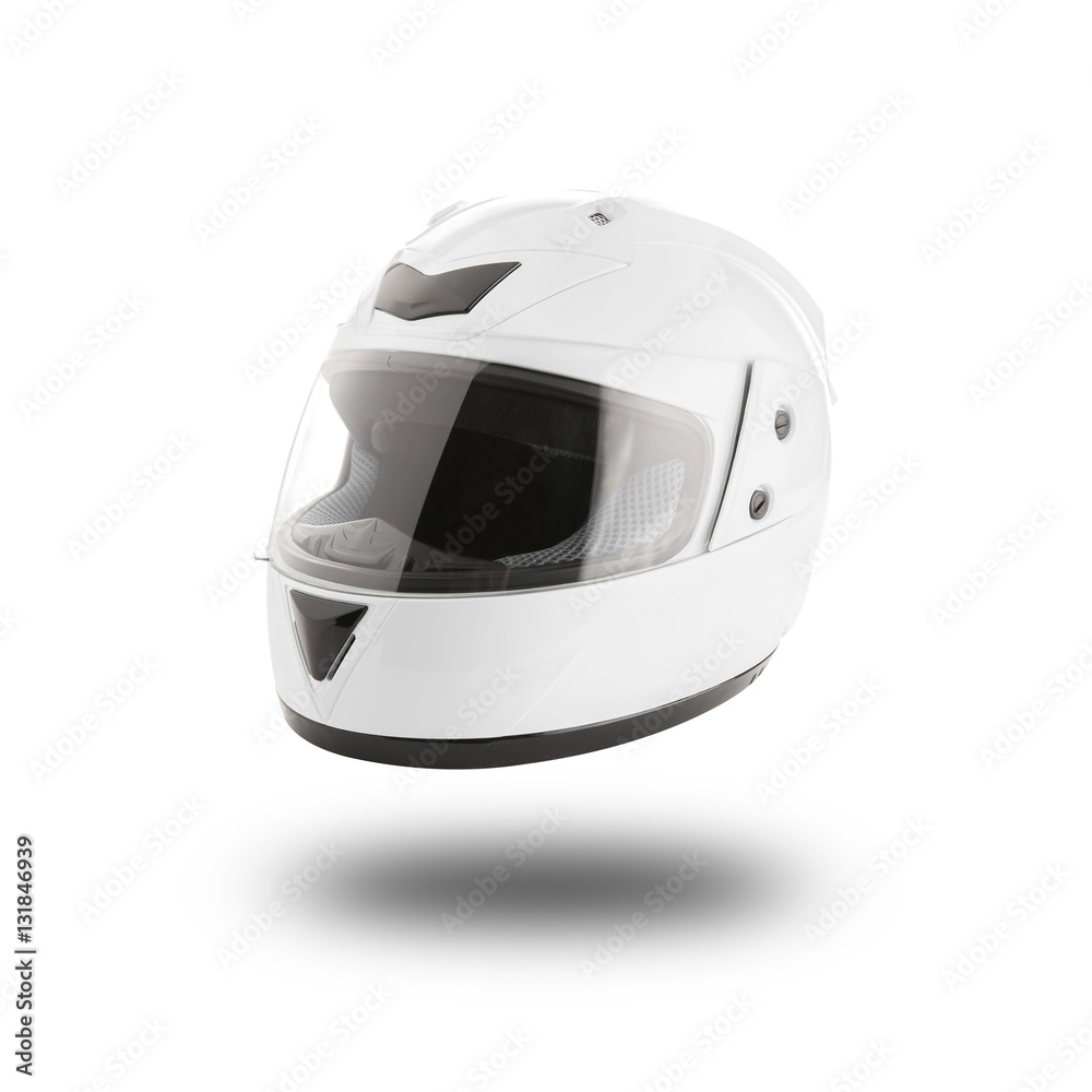 Naklejka premium Motorcycle helmet over isolate on white with clipping path.
