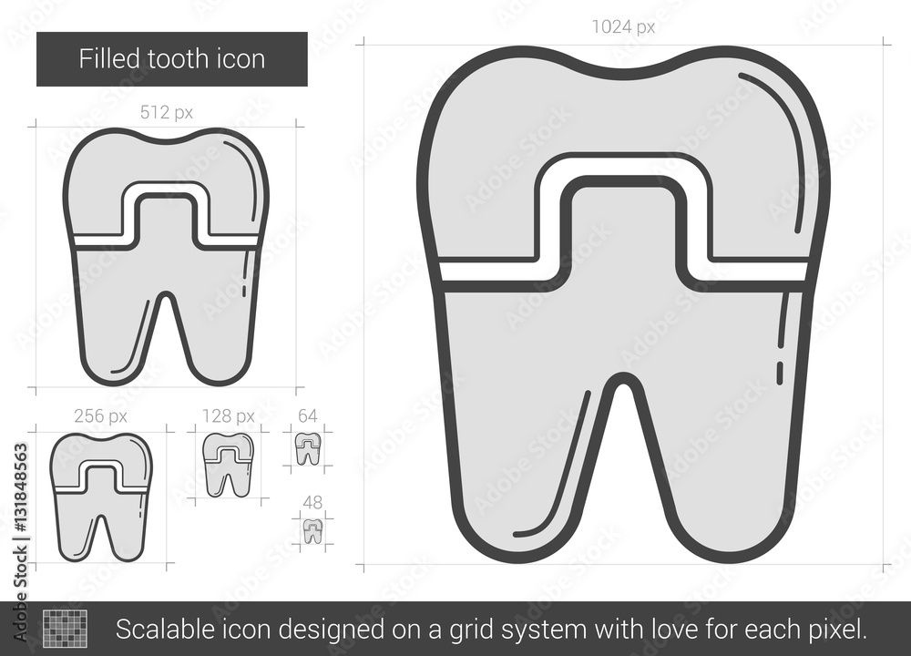 Filled tooth line icon.