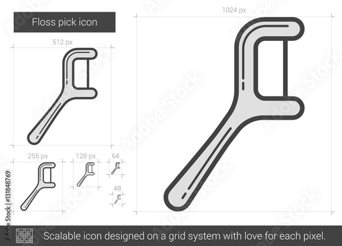 Floss pick line icon.