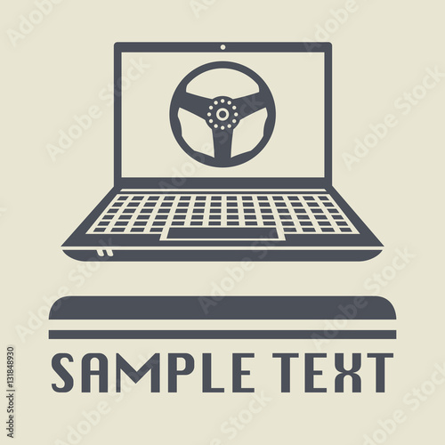 Laptop or notebook computer with Steering Wheel icon