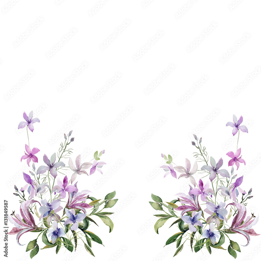 Fototapeta premium Pattern of wild flowers ,image on a colored background 