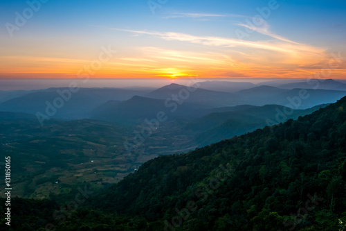 sky before sunset on mountain at Phu ruea of thailand for background