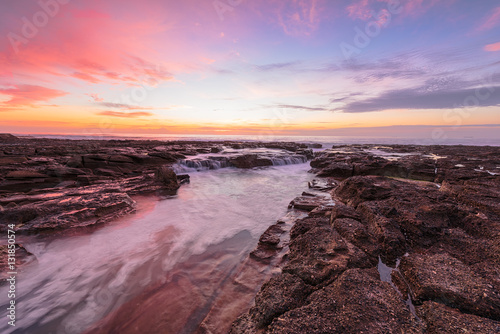 Sunrise on the Bar Beach in Newcastle NSW Australia.