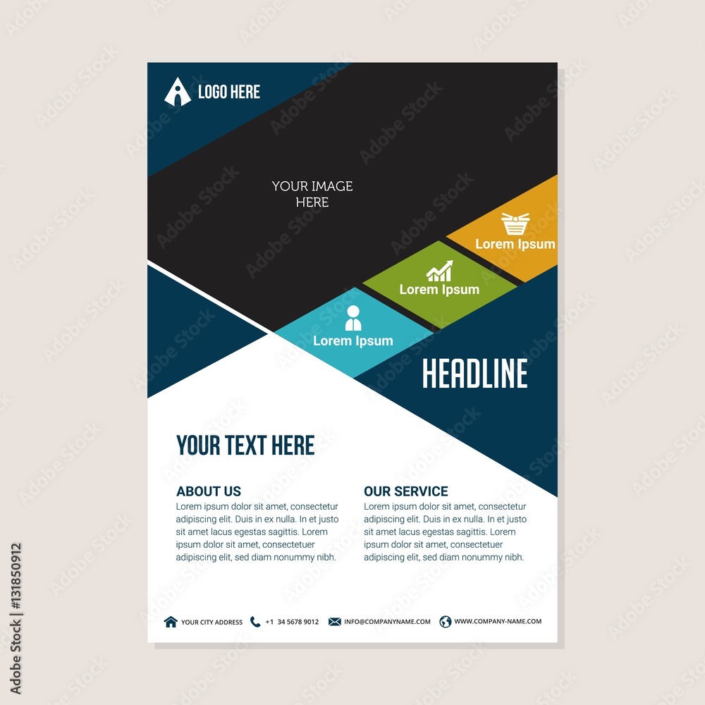 Corporate business annual report brochure flyer design. Leaflet cover presentation. Flier with Abstract geometric background. Modern publication poster magazine, layout template A4 flyer