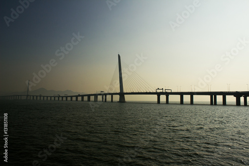 Shenzhen bay bridge at sunset, connecting Hong Kong S.A.R. and mainland China © Svetlana Gajic
