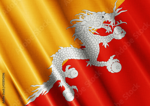 Bhutan waving flag close photo