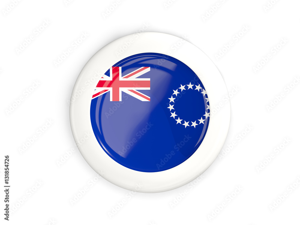 Flag of cook islands, glossy round button