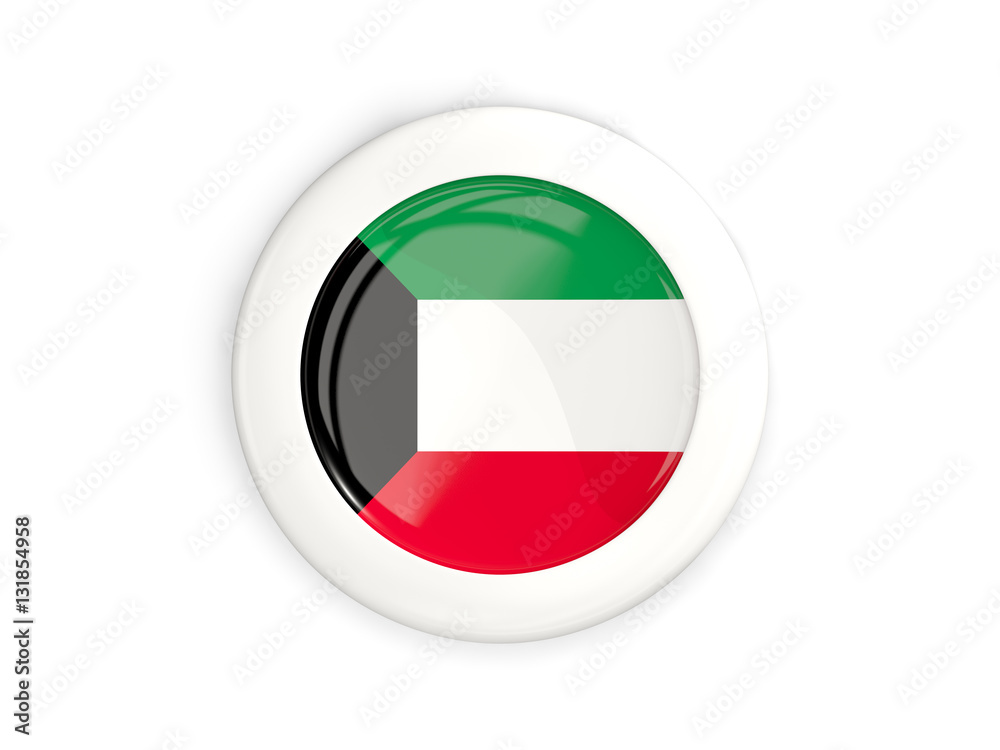 Flag of kuwait, glossy round button