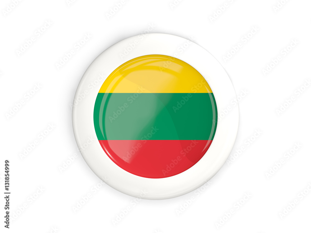 Flag of lithuania, glossy round button Flag of lithuania, glossy round button