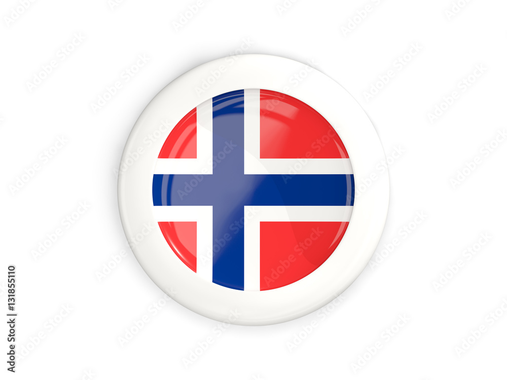Flag of norway, glossy round button Flag of norway, glossy round button