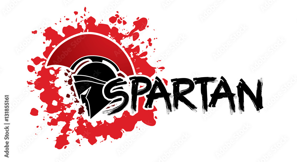 Spartan text designed with helmet warrior graphic vector. Stock Vector ...