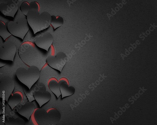 Obraz na plátně paper hearts valentine's day  - 3D romantic card / background ( love , valentine