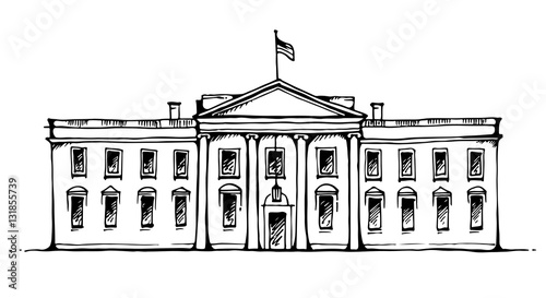 White House in Washington DC, USA, vector illustration isolated on white background