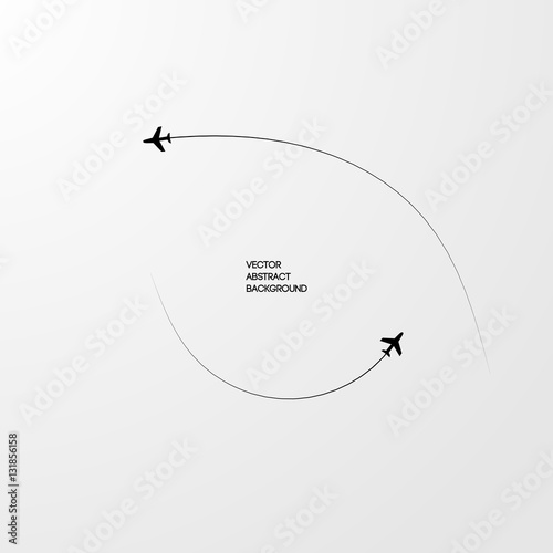 Sky. Two of the aircraft. The black line. Gray background. Motion