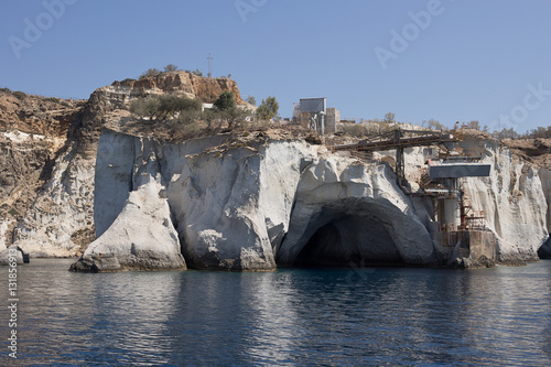 Milos,Kleftiko coast, plants of mineral industry, Cyclades islands 