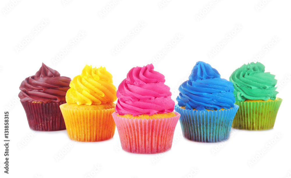 Fresh tasty cupcakes on white background Fresh tasty cupcakes on white background