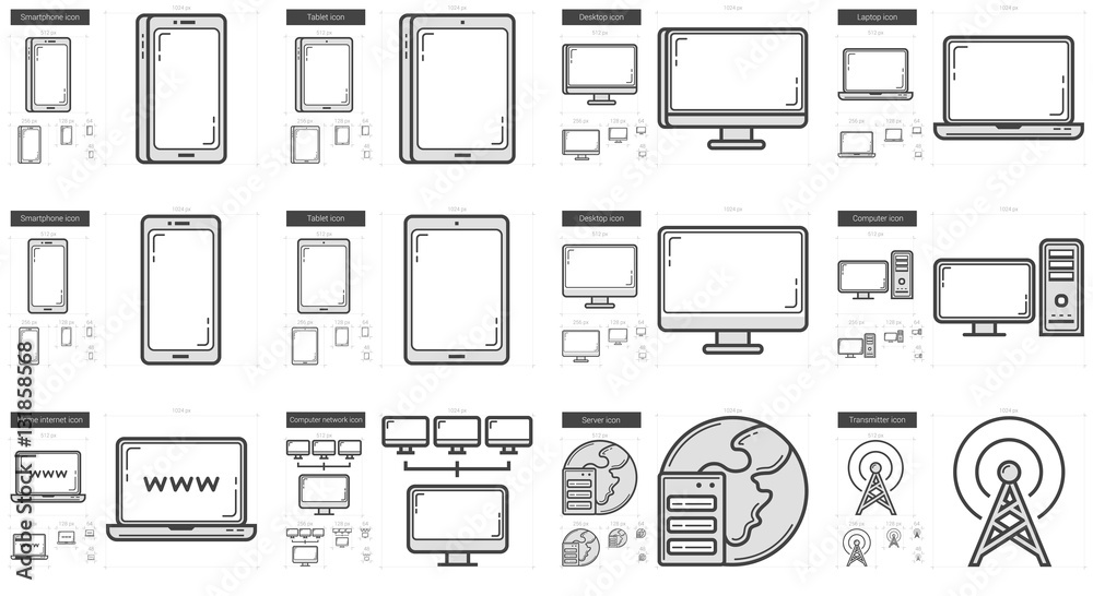 Gadgets line icon set.