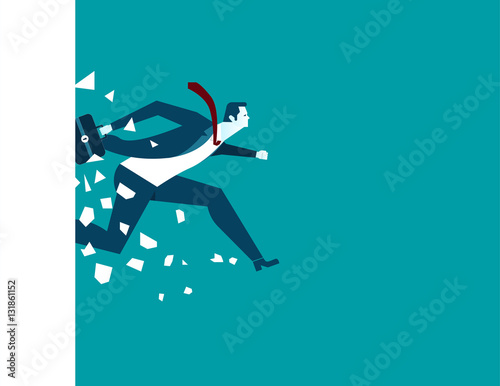 Businessman over wall
