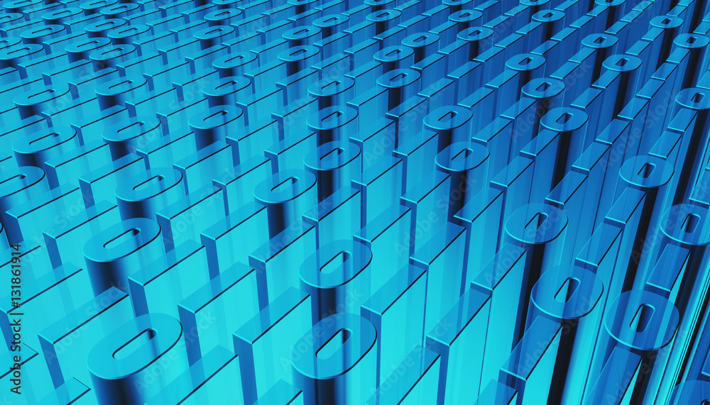 Obraz premium 3D illustration of Binary digital code abstract background.