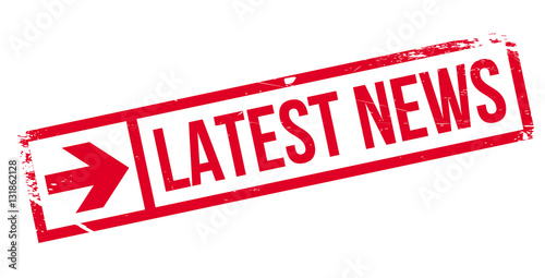 Latest news stamp. Grunge design with dust scratches. Effects can be easily removed for a clean, crisp look. Color is easily changed.