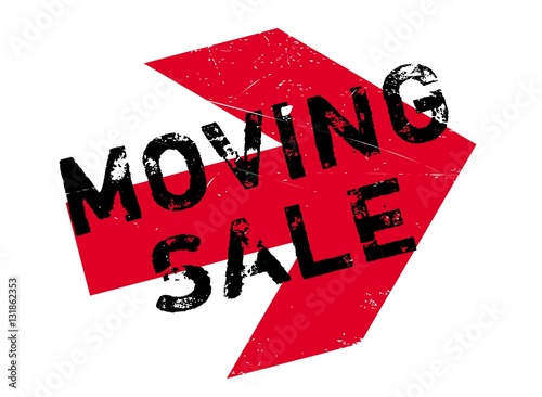 Moving sale stamp. Grunge design with dust scratches. Effects can be easily removed for a clean, crisp look. Color is easily changed.