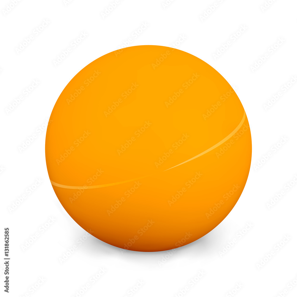 Ping Pong Ball Isolated On White Background.  Photo Realistic 3d Orange  With Shadow. Thing Of The Popular Game Table Tennis. Vector Illustration