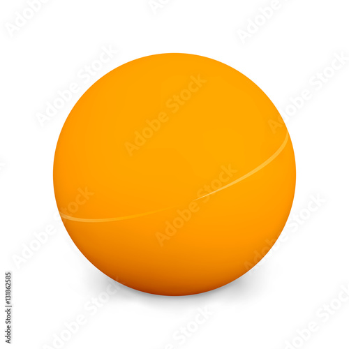 Ping Pong Ball Isolated On White Background.  Photo Realistic 3d Orange  With Shadow. Thing Of The Popular Game Table Tennis. Vector Illustration