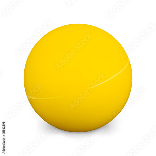 Ping Pong Ball Isolated On White Background. Photo Realistic 3d Yellow  With Shadow. Thing Of The Popular Game Table Tennis. Vector Illustration © PikePicture