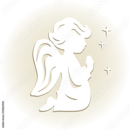 Template angel for cut of laser or engraved. Stencil for paper, plastic, wood, laser cut acrylic. Decoration for windows, wall and interior design. Cute Christmas decorations.