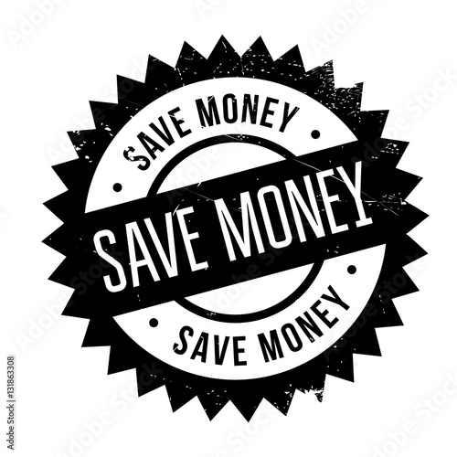 Save money stamp. Grunge design with dust scratches. Effects can be easily removed for a clean, crisp look. Color is easily changed.