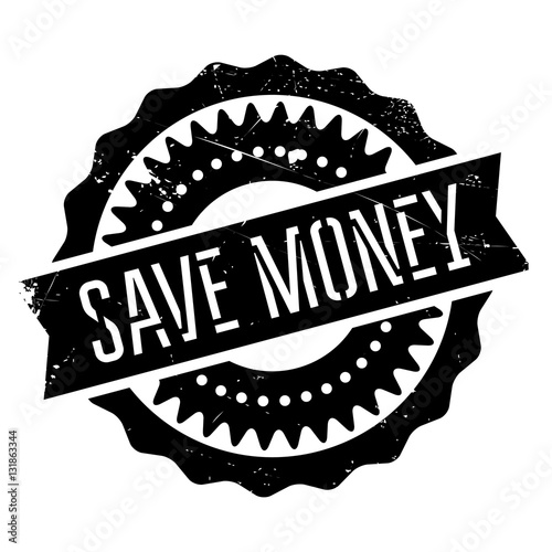 Save money stamp. Grunge design with dust scratches. Effects can be easily removed for a clean, crisp look. Color is easily changed.