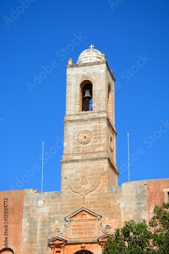 View of the Agia Triada monastery bell tower, Crete. photo
