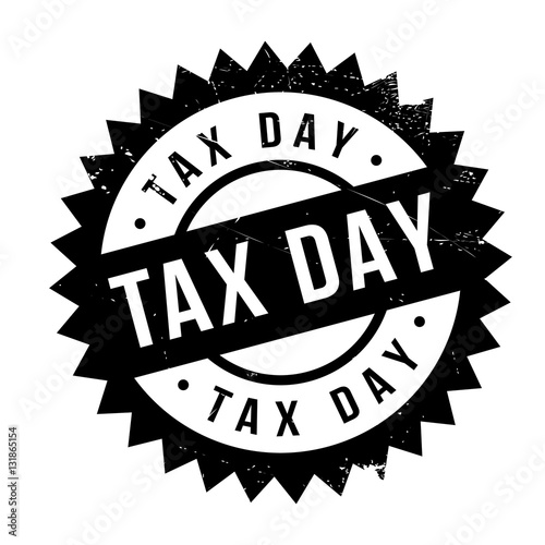 Tax day stamp. Grunge design with dust scratches. Effects can be easily removed for a clean, crisp look. Color is easily changed.