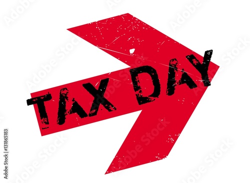 Tax day stamp. Grunge design with dust scratches. Effects can be easily removed for a clean, crisp look. Color is easily changed.