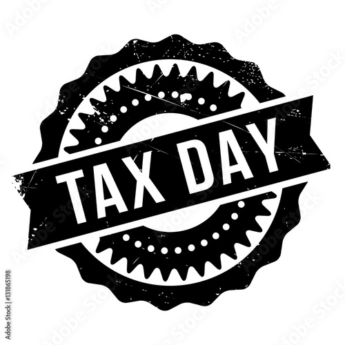 Tax day stamp. Grunge design with dust scratches. Effects can be easily removed for a clean, crisp look. Color is easily changed.