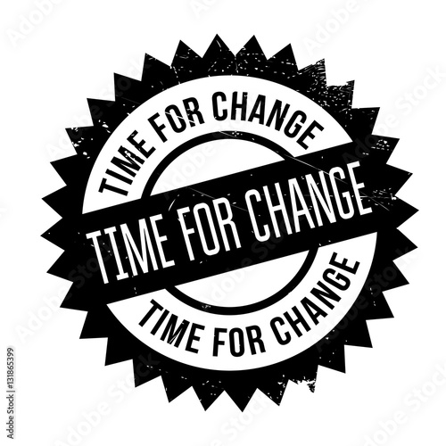 Time for change stamp. Grunge design with dust scratches. Effects can be easily removed for a clean, crisp look. Color is easily changed.