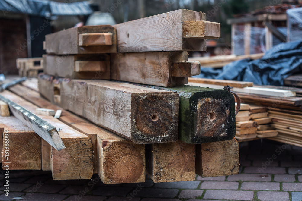 warehouse wood planks on the street