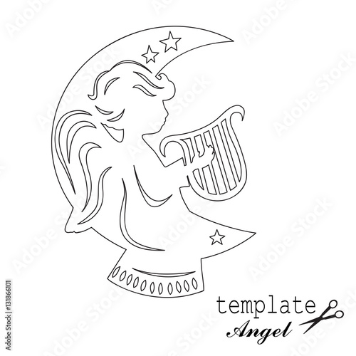 Template angel for cut of laser or engraved. Stencil for paper, plastic, wood...